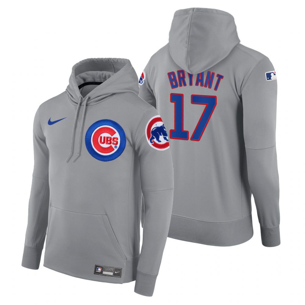 Men Chicago Cubs #17 Bryant gray road hoodie 2021 MLB Nike Jerseys